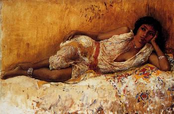 埃德溫 羅德 威尅斯 Moorish Girl Lying on a Couch: Rabat Morocco